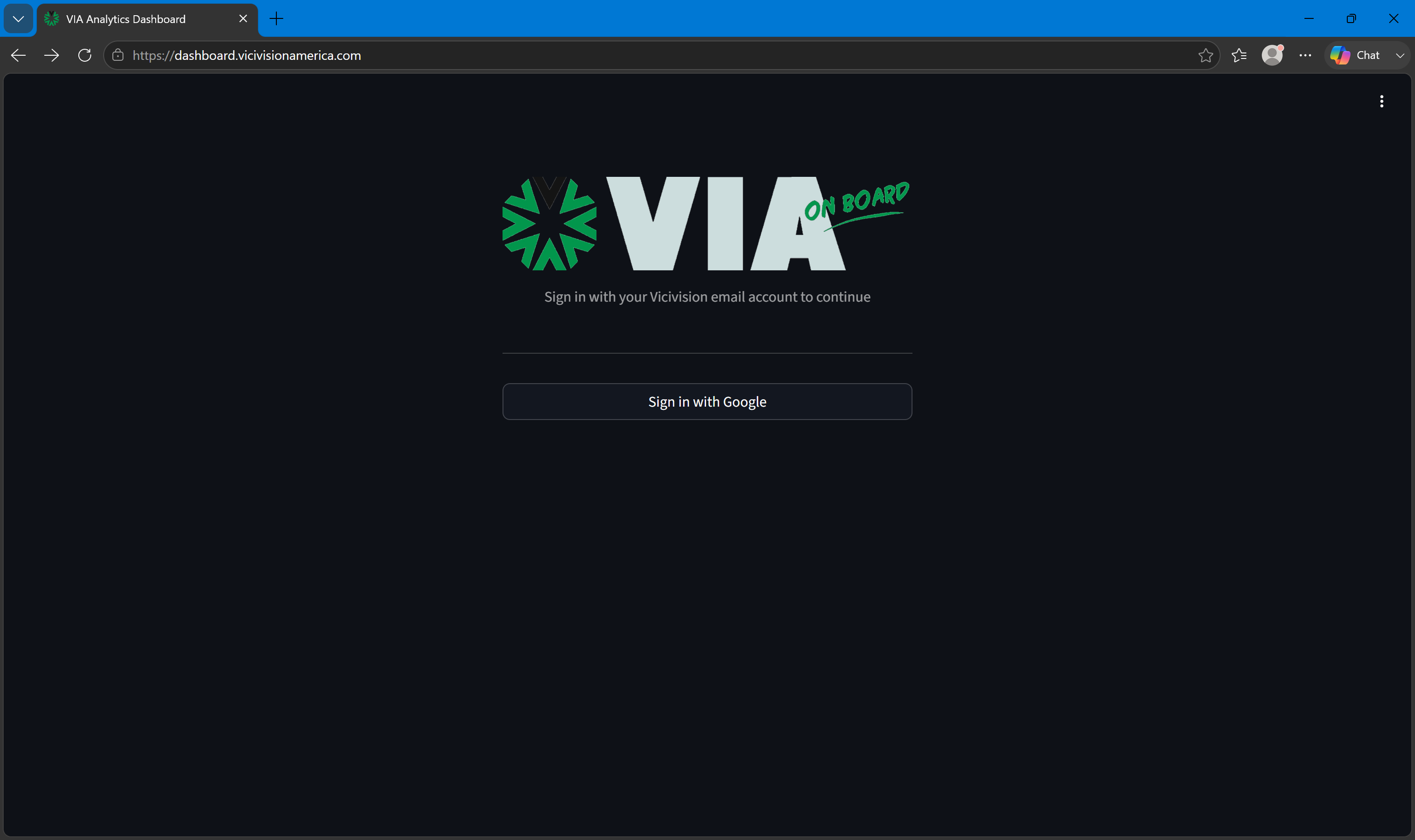 Analytics Dashboard login page